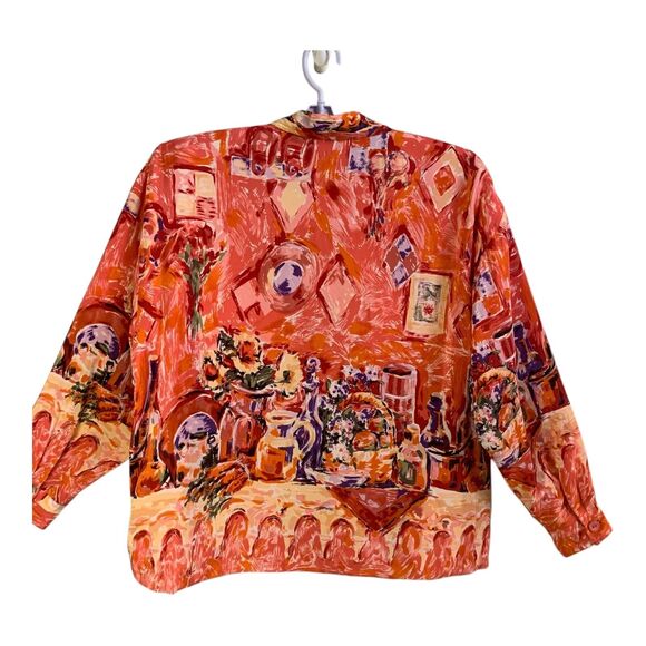 Vintage Silk Bomber Jacket LG Women's Long Sleeves Art to Wear Lightweight Coat - Picture 9 of 14